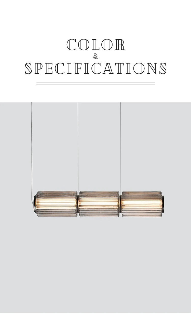 Restaurant Long Stripe Pendant Light Smoke Gray Glass Lampshade Nordic Led Hanging Light Living Dining Room Decor Pendant Lamp