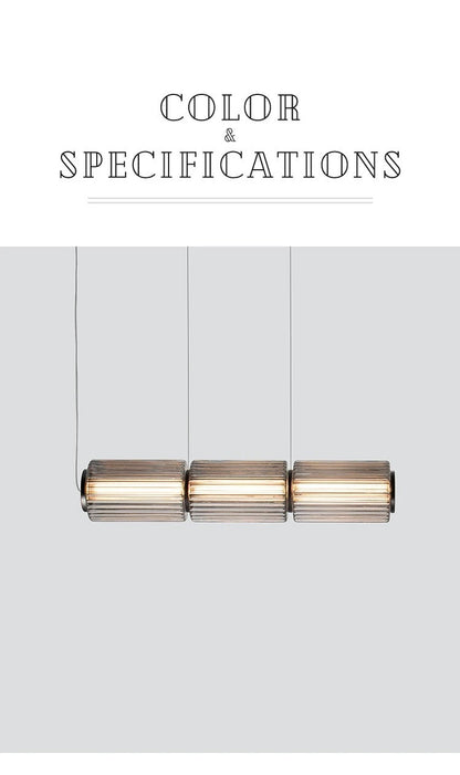 Restaurant Long Stripe Pendant Light Smoke Gray Glass Lampshade Nordic Led Hanging Light Living Dining Room Decor Pendant Lamp