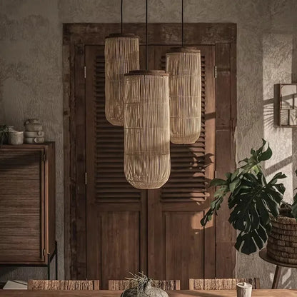 Rattan pendant light vintage Wabi-sabi Lights
