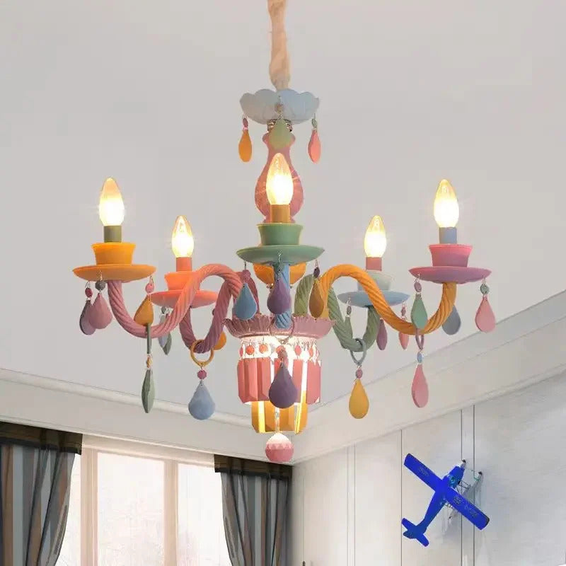 European Children rainbow chandelier Bedroom Princess room kawaii light