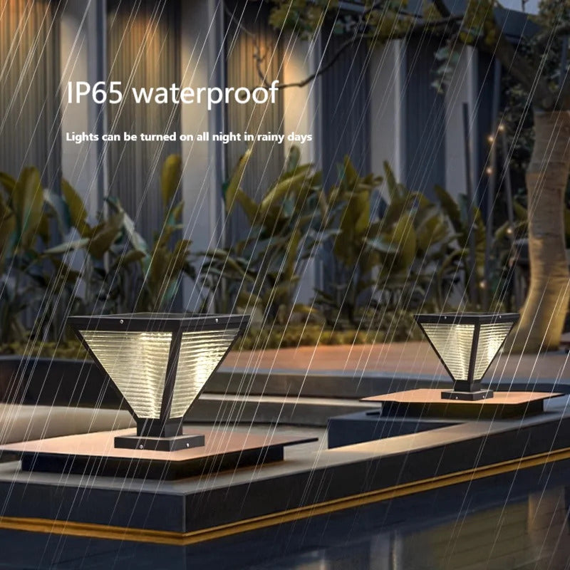 Outdoor Solar Tapered Pillar Lights Light Control Garden Light Sensor Outdoor Waterproof lamp