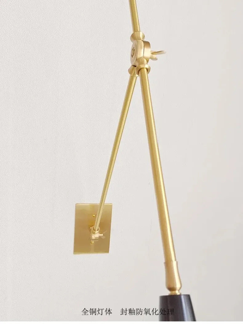 American Luxury Brass golden Wall Lamp Retro Swing Arm Adjustable Wall Light