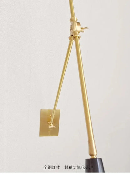 American Luxury Brass golden Wall Lamp Retro Swing Arm Adjustable Wall Light