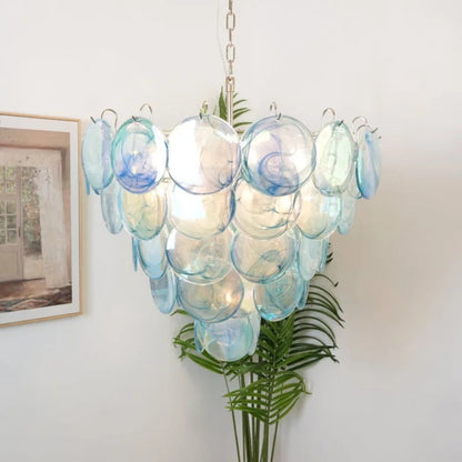 Pink Glass Disc Chandelier