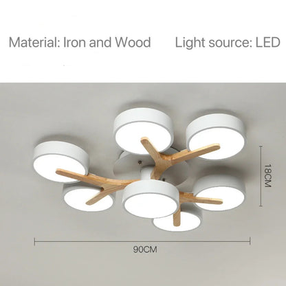 Modern Ceiling Lamp Bedroom Minimalist Wood Home Decor Lighting Fixtures