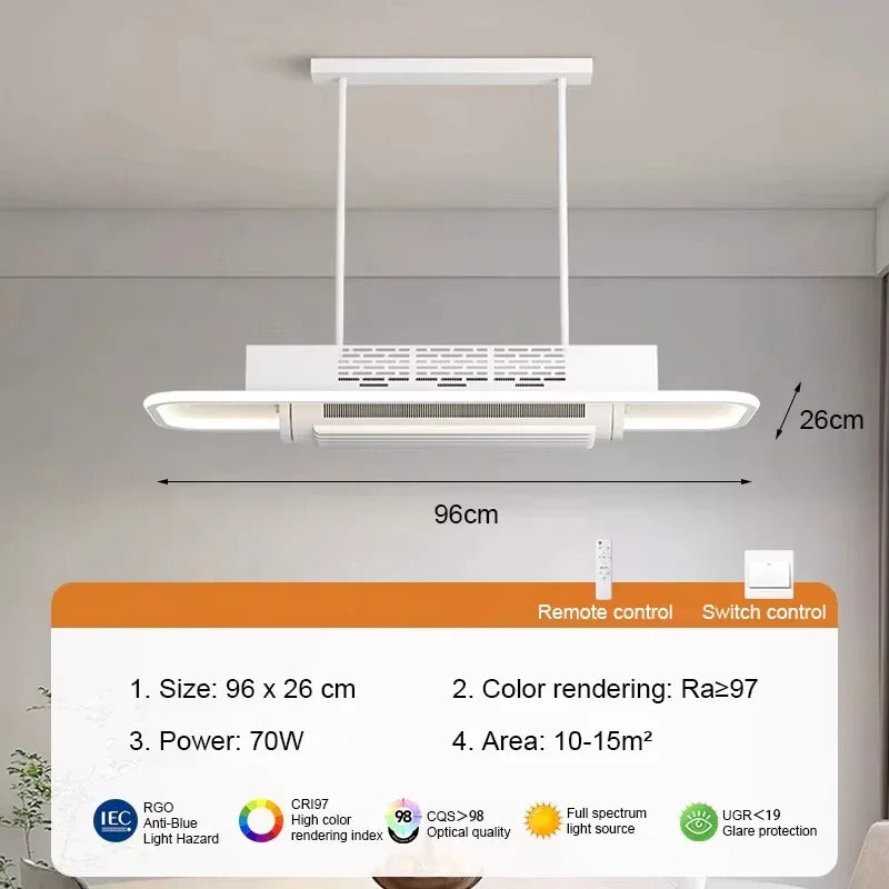 Invisible leafless LED ceiling fan light bedroom hotel remote control hanging lamp