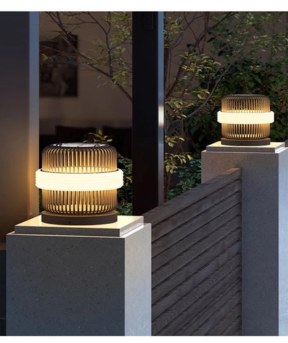 Outdoor wall column head lamps Waterproof solar floor lights  Pillar Wall lighting LED