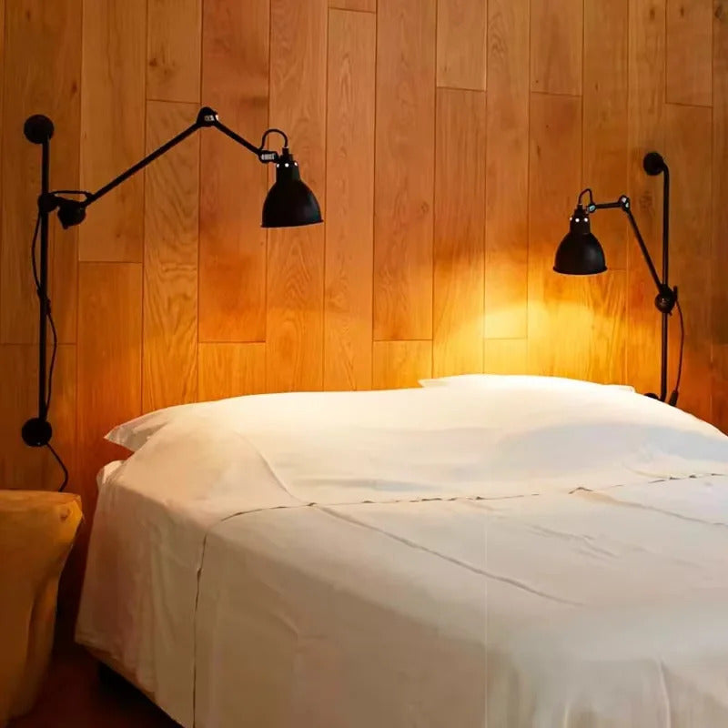 Nordic simple long black wall light Industrial Pole Swing Arm vintage Reading wall lamp