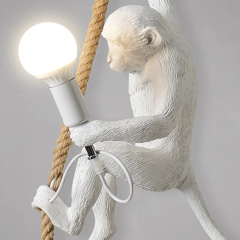Resin chameleon pendant light Retro Hemp Rope Monkey Pendant Lamp