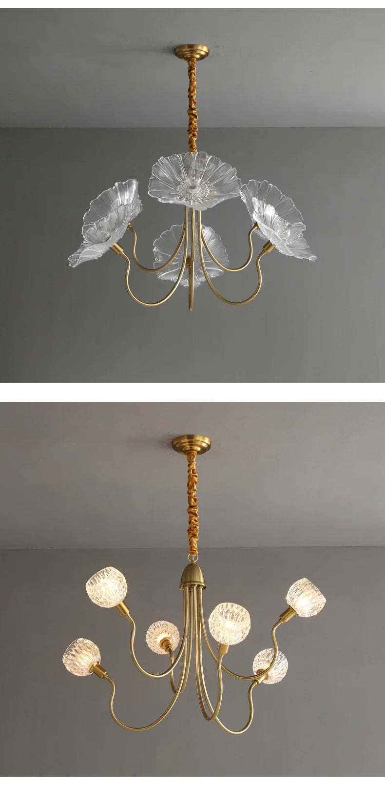 Lotus Flower Chandelier Modern Glass Flowers Led Chandelier