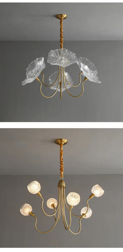 Lotus Flower Chandelier Modern Glass Flowers Led Chandelier
