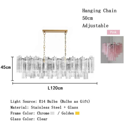Modern Pink Glass Chandelier Designer Texture Glass Chandelie