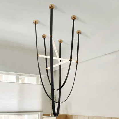 Duplex Leather Chandelier Restaurant staircase chandelier