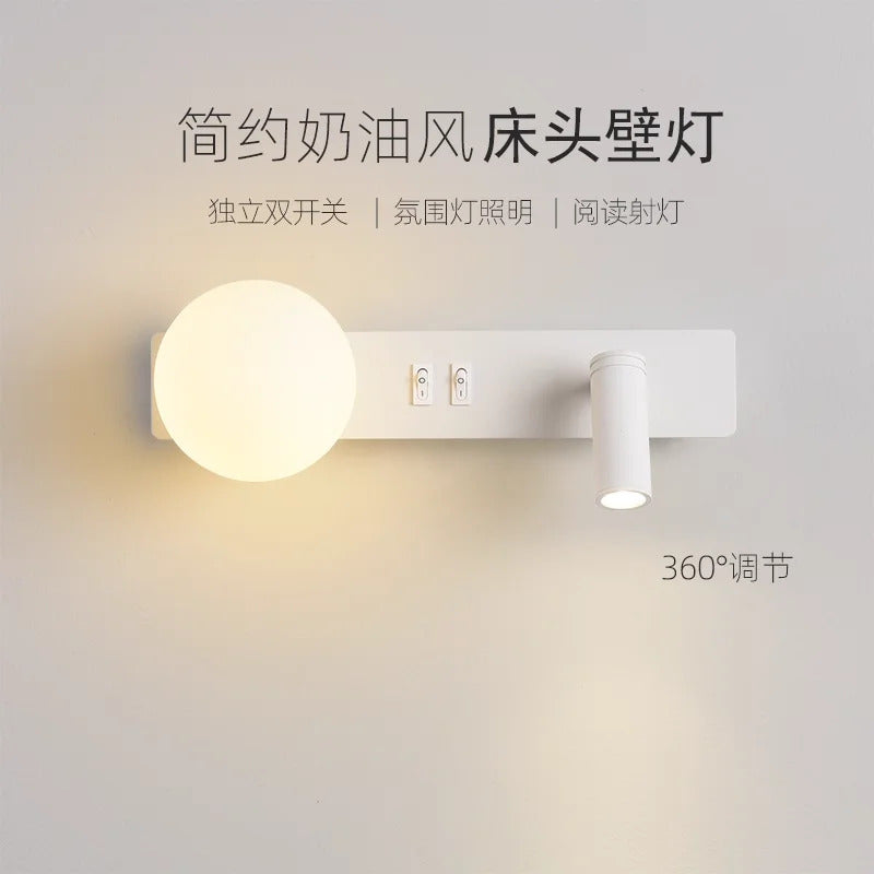 Nordic minimalist bedside wall light Modern moon with spotlights Adjustable wall lamps