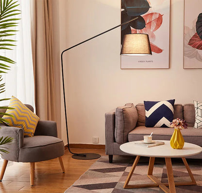 Nordic Black Fishing Floor Lamps for Living Room Sofa Corner Standing Lights