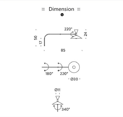Modern Minimalist Wall Light LED Marseille Italian Designer Swing Arm Adjustable Wall lamp