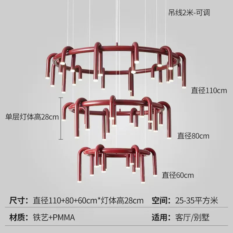 Nordic U-shaped Pendant lamp water pipe long strip Chandelier