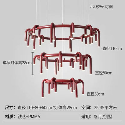 Nordic U-shaped Pendant lamp water pipe long strip Chandelier