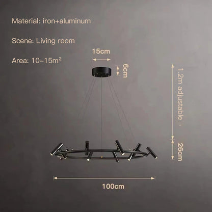 Nordic ring Chandelier balck Metal adjustable spot lamp living room Dining Room Kitchen Indoor Lighting led round Pendant light