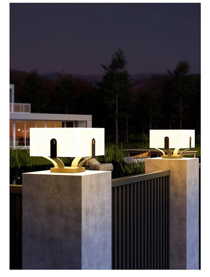 Solar Pillar Lights Villa Outdoor Waterproof  LED Wall Lamp  Gate Garden Lighting