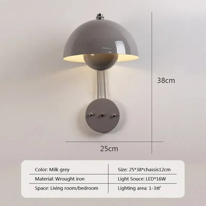 Nordic colorful Bud Wall Lamps Mushroom cute wall sconce bedside night light