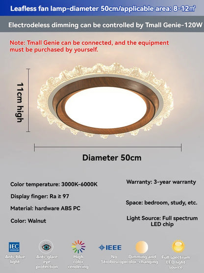 Modern Bladeless Ceiling Lamp Fan Living Room Silent Air Circulation Fan