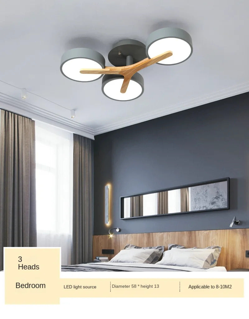 Modern Ceiling Lamp Bedroom Minimalist Wood Home Decor Lighting Fixtures