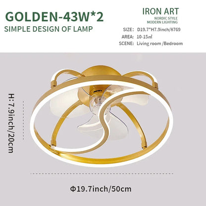 Modern simple LED Ceiling Fan Lamp with remote control Dining Room Bedroom Indoor lighting