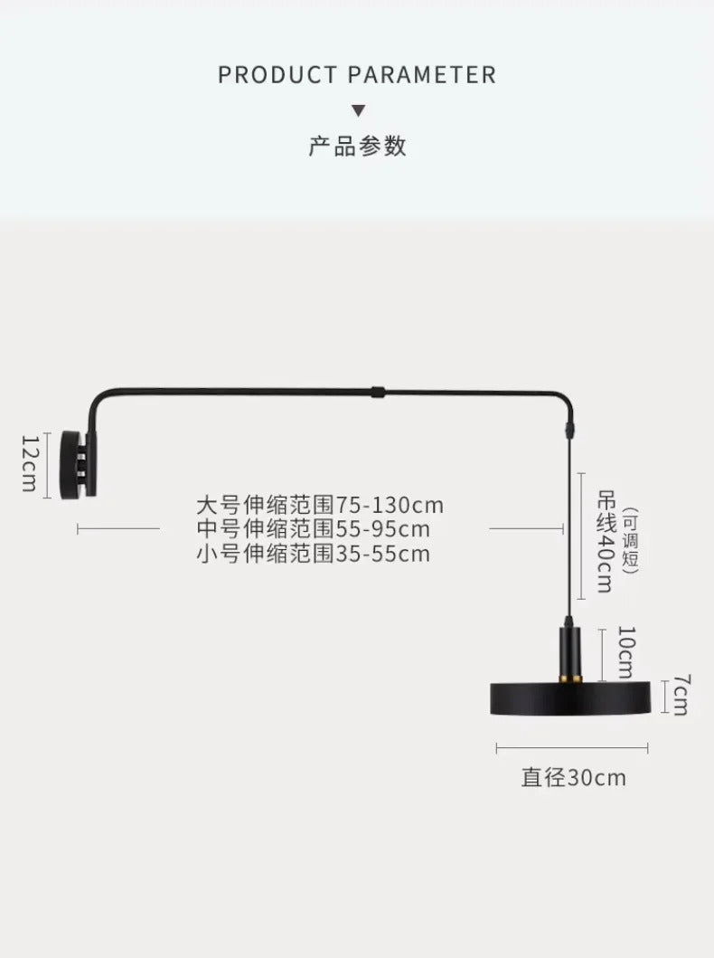 Nordic Swing Arm Black Wall Light Modern corner living room long Adjustable Wall lamp