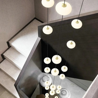 Modern villa Staircase Chandelier Nordic Oval String Ball Duplex Building LED pendant Light