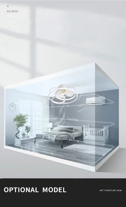 Modern simple LED Ceiling Fan Lamp with remote control Dining Room Bedroom Indoor lighting