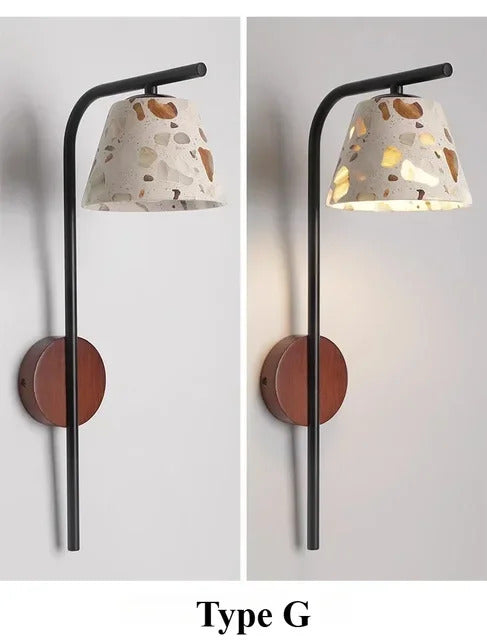 Natural cave Stone Wall Light Medieval Bedside cement Sconce lamp LED Lighting