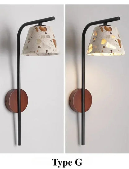 Natural cave Stone Wall Light Medieval Bedside cement Sconce lamp LED Lighting