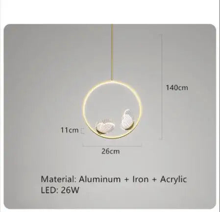 Nordic ring pendant light Acrylic butterfly lights Creative Gold luxury pendant light