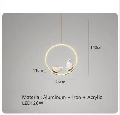 Nordic ring pendant light Acrylic butterfly lights Creative Gold luxury pendant light
