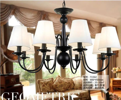 Ameican Black Rustic Chandelier Hotel Salon Hanging Lamp