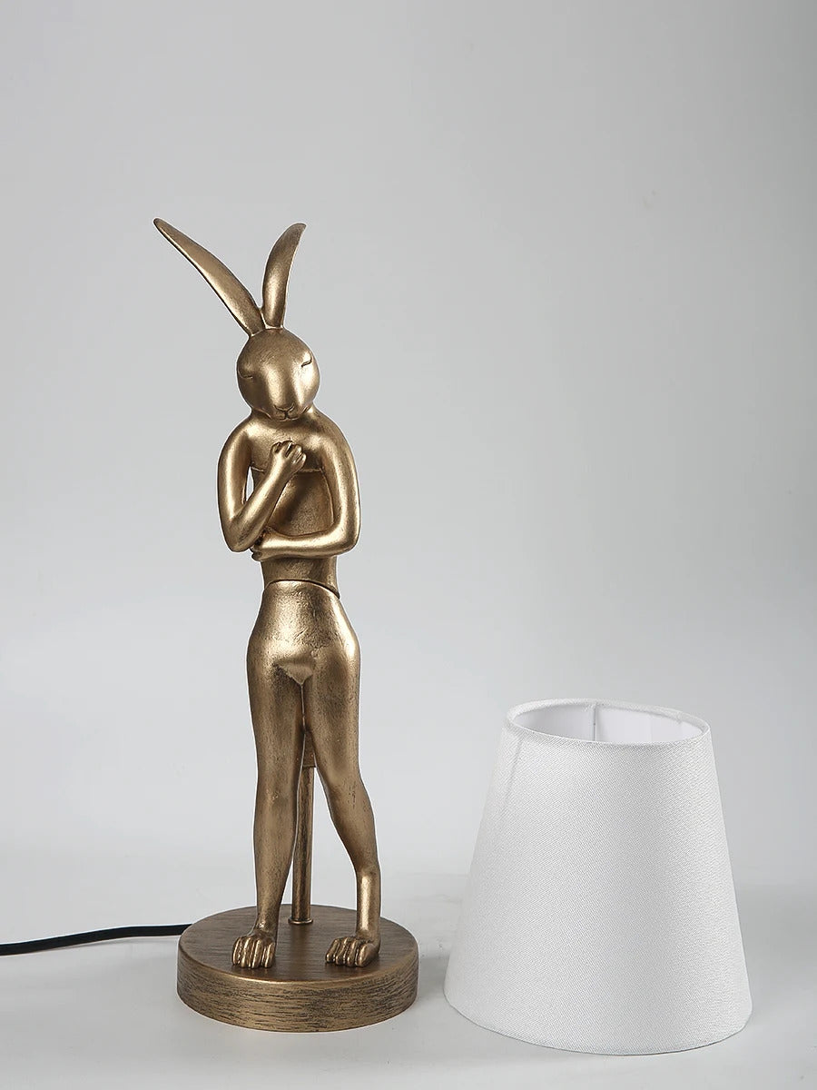 Nordic LED rabbit table lamp Designer resin rabbit desk lamp for study bedroom children's room reading led light bedside lamp