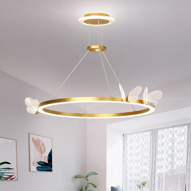 Nordic ring pendant light Acrylic butterfly lights Creative Gold luxury pendant light