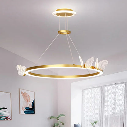 Nordic ring pendant light Acrylic butterfly lights Creative Gold luxury pendant light