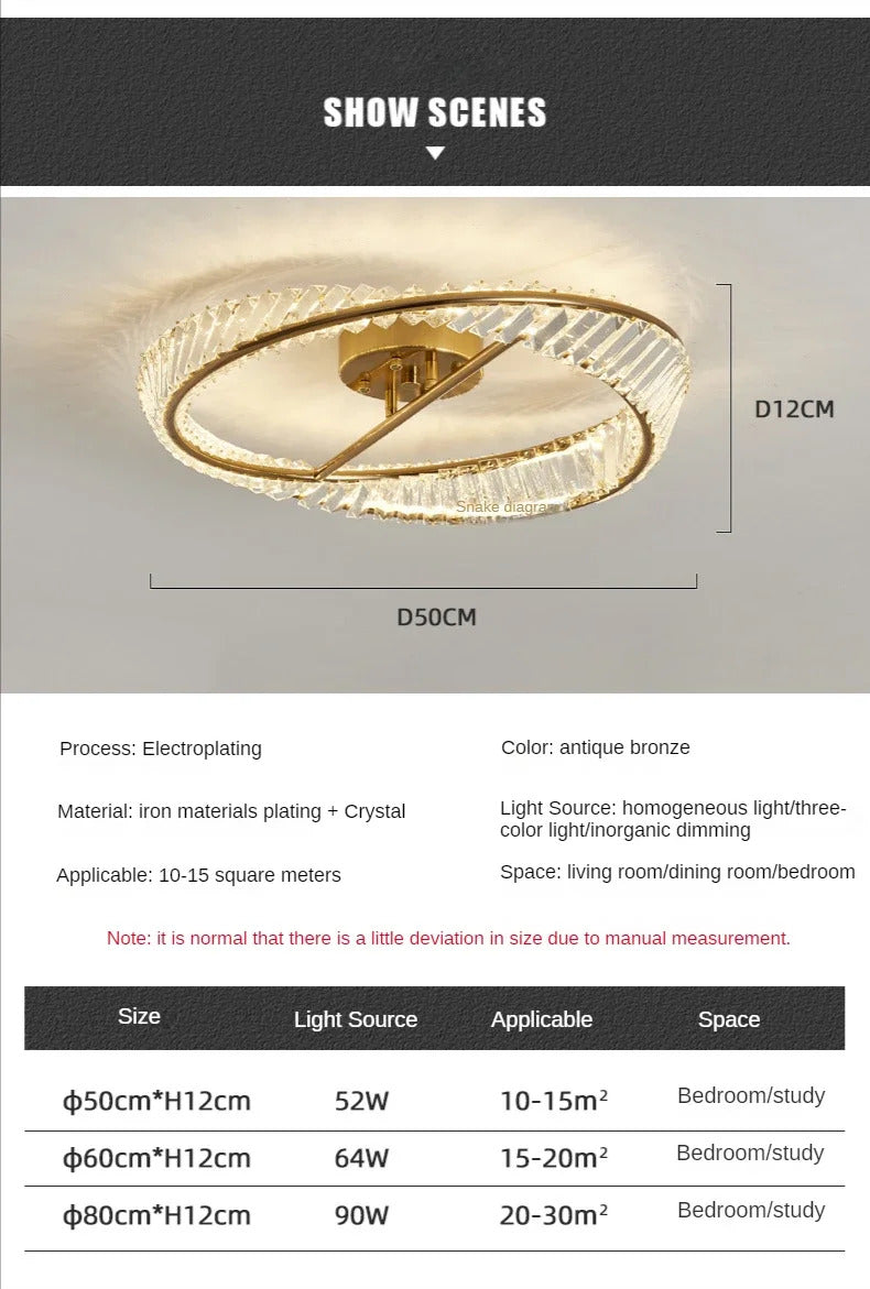 Luxury Crystal Ceiling Lamp Living Room Bedroom Lamp