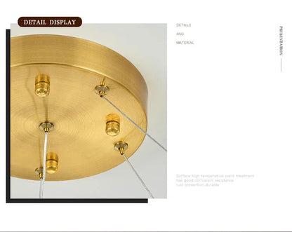 Modern Luxury Crystal Ring chandeliers Round black golden pendant lamp LED hanging light