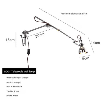 Bauhaus vintage silver wall lamp American Industrial Minimalist Adjustable wall lighting