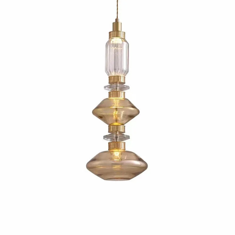 Clear Amber Glass LED Chandelier Modern Pendant Lamp Hall Parlor Restaurant Bedside Lighting Fixtures Wire 150cm Adjustable