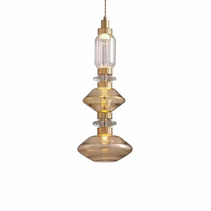 Clear Amber Glass LED Chandelier Modern Pendant Lamp Hall Parlor Restaurant Bedside Lighting Fixtures Wire 150cm Adjustable