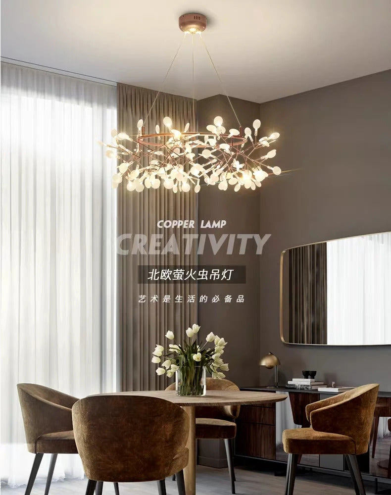 Nordic Heracleum chandelier lamp Living Room Modern designer Black/rose gold lamp
