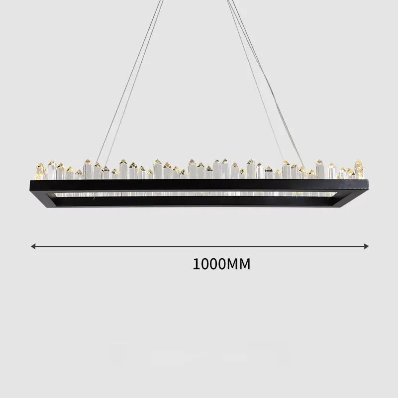 Modern Luxury Crystal Ring chandeliers Round black golden pendant lamp LED hanging light