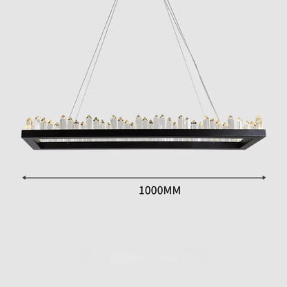 Modern Luxury Crystal Ring chandeliers Round black golden pendant lamp LED hanging light