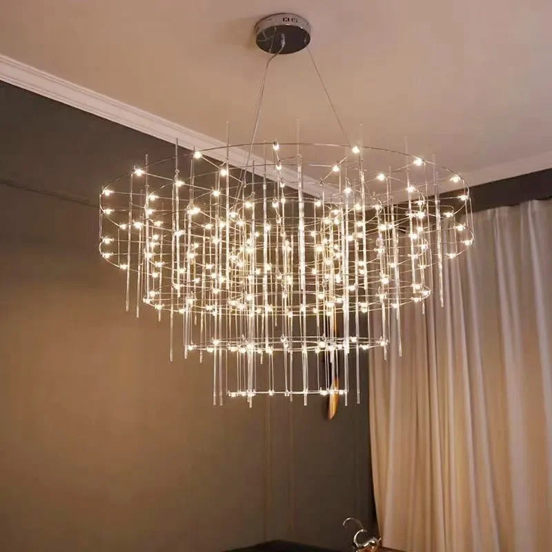 Luxury Stainless Steel Chandelier Modern Chrome LED Firefly Ceiling Chandelier
