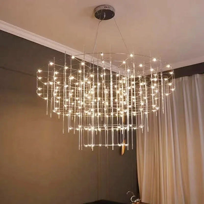 Luxury Stainless Steel Chandelier Modern Chrome LED Firefly Ceiling Chandelier