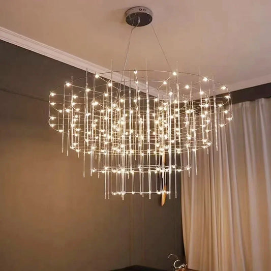 Luxury Stainless Steel Chandelier Modern Chrome LED Firefly Ceiling Chandelier